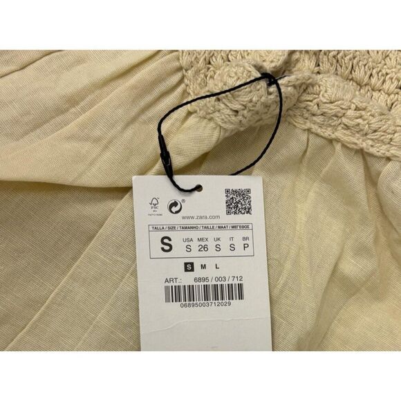 Zara Womens Embroidered Dress Size S Beige Ivory Crochet Floral 6895/003 NWT - Picture 6 of 16